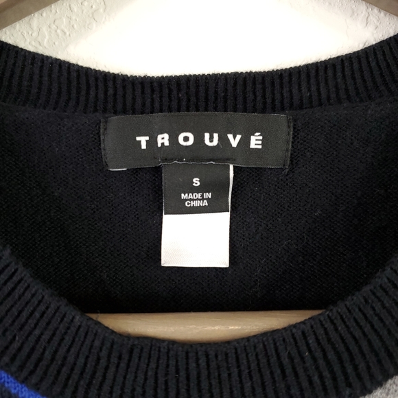 Trouve Men's Patchwork Black Pullover Sweater - Picture 4 of 7